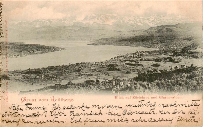 Uetliberg ueetliberg ZH Blick auf Zuerichsee und Glarneralpen