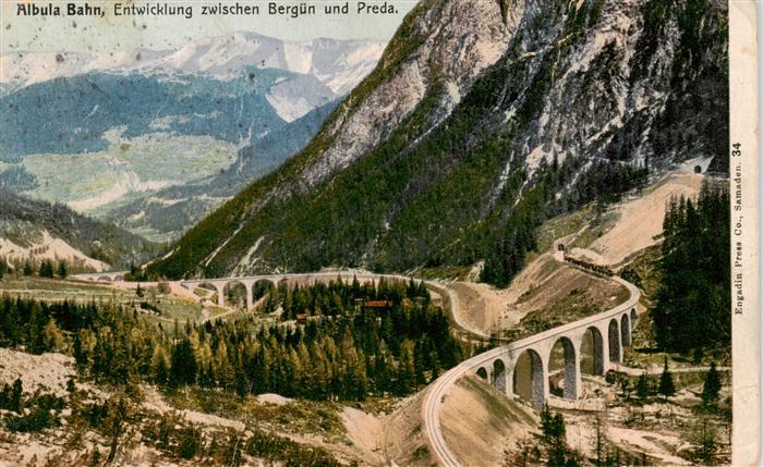 Albulabahn GR Viadukt zwischen Berguen und Preda