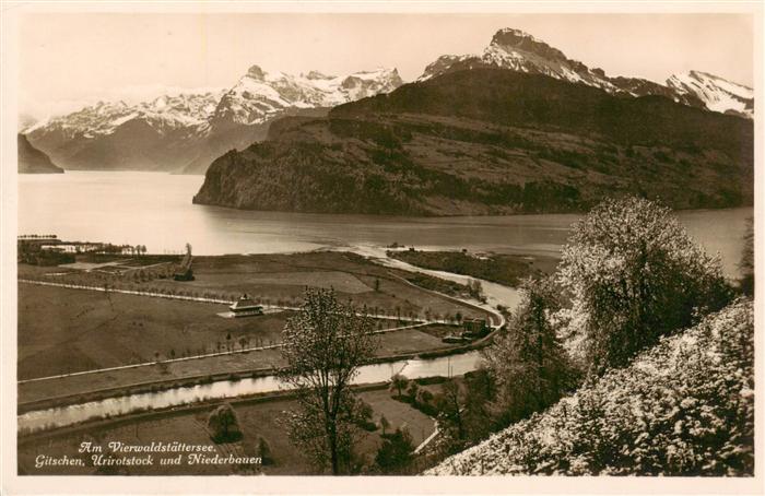 Gitschen Panorama Vierwaldstaettersee Blick gegen Uristock und Niederbauen
