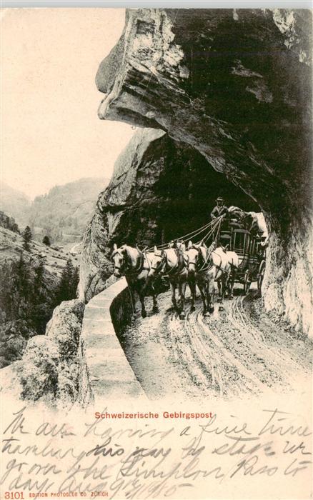 Postkutsche Schweizerische Gebirgspost Photogloe Co. Zuerich Nr. 3101
