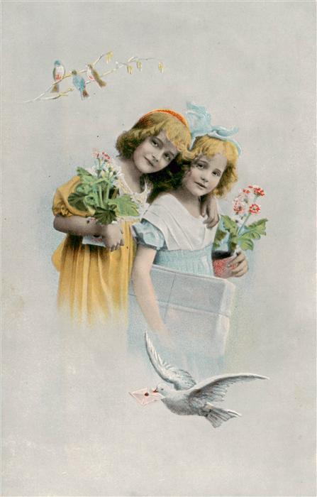 Brieftaube Carrier Pigeon voyageur Kinder Packet Blume vogel