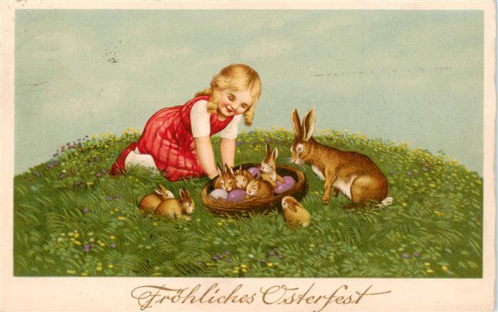 Ostern Easter Paques Pasqua Hasen Kind Ostereier