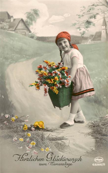 Foto Amag Nr. Nr. 63266/5 Namentag Kind Blumen Korb