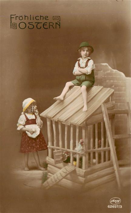 Foto Amag Nr. Nr. 62657/3 Froehliche Ostern Kinder Huenerstahl