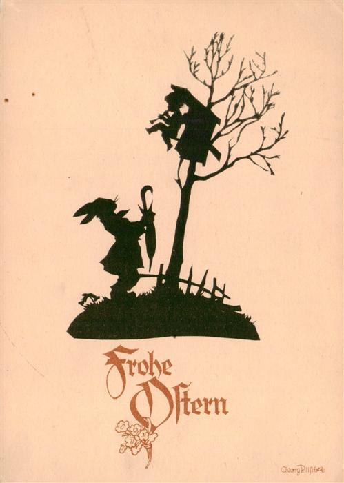 Scherenschnitt Schattenbildkarte Frohe Ostern