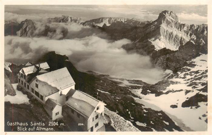Saentis 2504m AR Gasthaus Saentis mit Blick auf Altmann