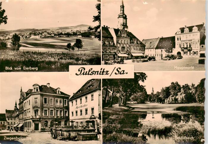 Pulsnitz Sachsen Blick vom Eierberg Hauptmarkt Ziegenbalaplatz Schlossteich
