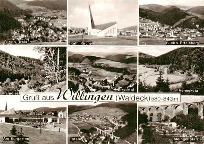 Willingen Sauerland Panorama Kath Kirche Blick vom Ettelsberg Paradies Strycktal