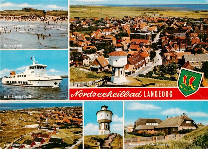 Langeoog Nordseebad Badestrand MS Langeoog Fliegeraufnahmen Wasserturm Sonnenhof