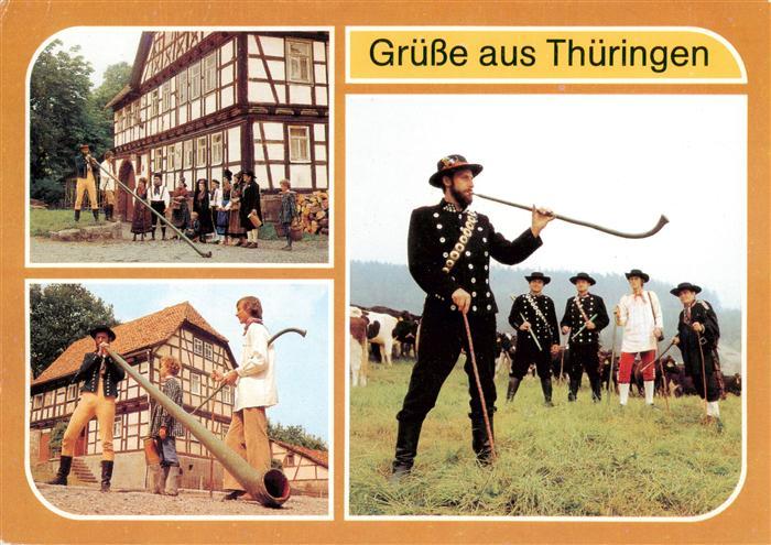 Zella-Mehlis Hirtenblaesergruppe in original Thueringer Trachten