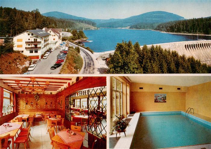 Schwarzenbachtalsperre Schwarzenbachhotel mit Hallenschwimmbad Gastraum