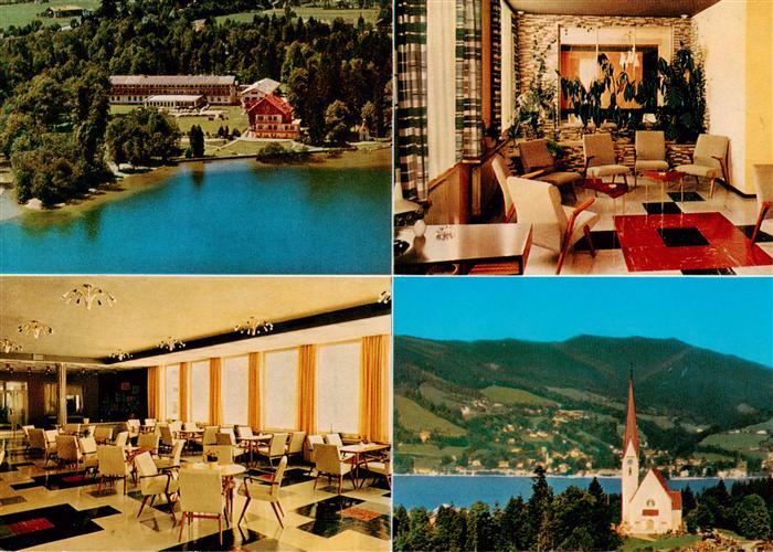Bad Wiessee Tegernsee Haus Hubertus Speisessal Gastraum Seepartie mit Kirche