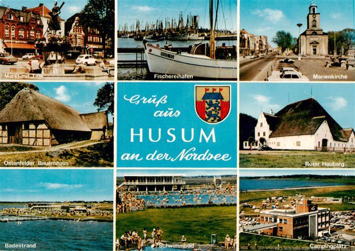 Husum  Nordfriesland Markt mit Tine Ostenfelder Bauernhaus Badestrand Schwimmbad