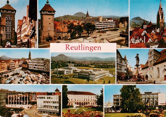 Reutlingen BW Stadttor Marktplatz Kirche Maximilianbrunnen Teilansichten