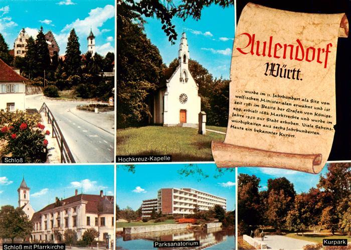 Aulendorf Strassenpartie Hochkreuz Kapelle Schloss mit Pfarrkirche Parksanatoriu