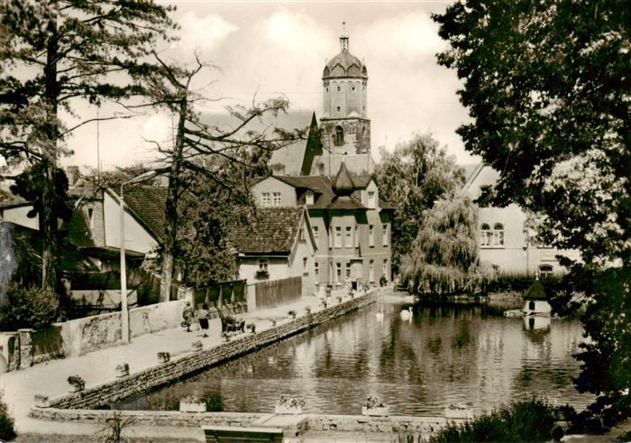 Neustadt Orla Gamsenteich mit Blick zur Kirche