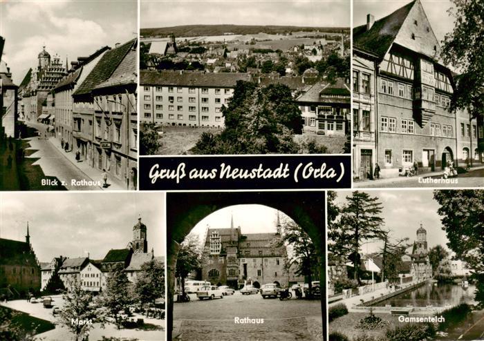 Neustadt Orla Blick zum Rathaus Panorama Lutherhaus Markt Rathaus Gamsenteich