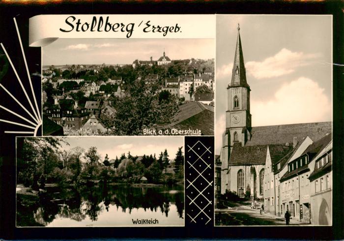 Stollberg Erzgebirge Panorama von der Oberschule Walkteich Kirche