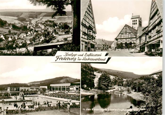Fredeburg Schmallenberg Panorama Ortsansicht Frei und Hallenbad Kuranlagen Schmi