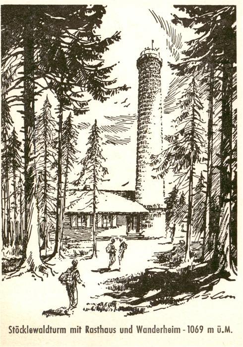 Rohrbach Furtwangen BW Stoecklewaldturm mit Rasthaus und Wanderheim Zeichnung