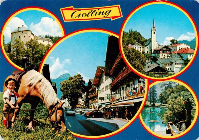 Golling  Salzach AT Schloss Kirche Strassenpartie Gondelteich