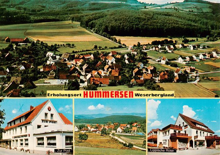 Hummersen Fliegeraufnahme Hotel Pension Zur Post Panorama Lippische Rose