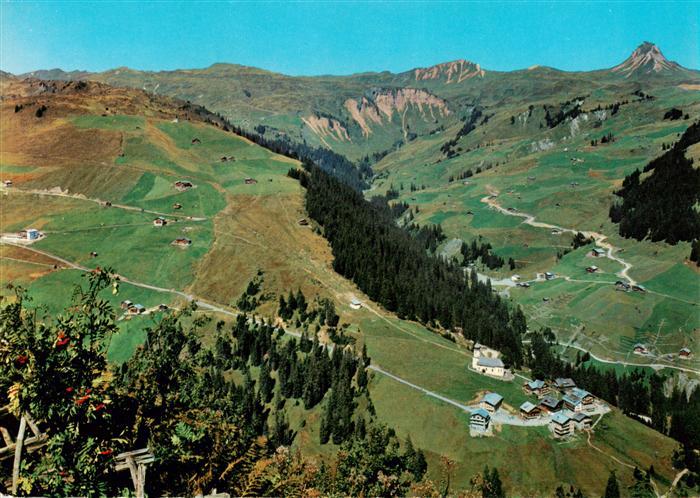 Damuels Vorarlberg AT Bregenzerwald mit Mittagspitze Fliegeraufnahme