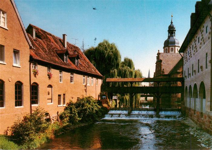 Ettlingen Partie an der Alb Holzbruecke Wehr