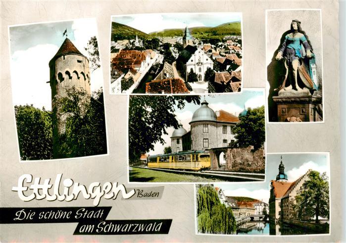 Ettlingen Stadtpanorama Turm Schloss Partie an der Ahr
