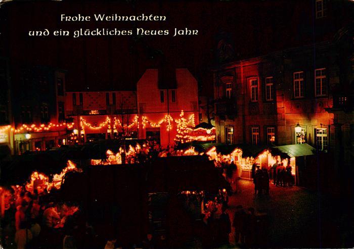 Ettlingen Weihnachts- und Neujahrskarte Weihnachtsmarkt Marktplatz Nachtaufnahme