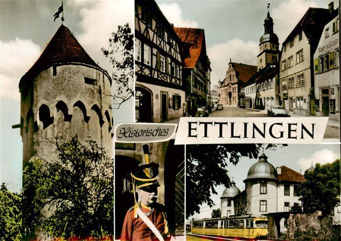 Ettlingen Lauerturm Kirchplatz Rathaus Historischer Buergerwehrmann Schloss