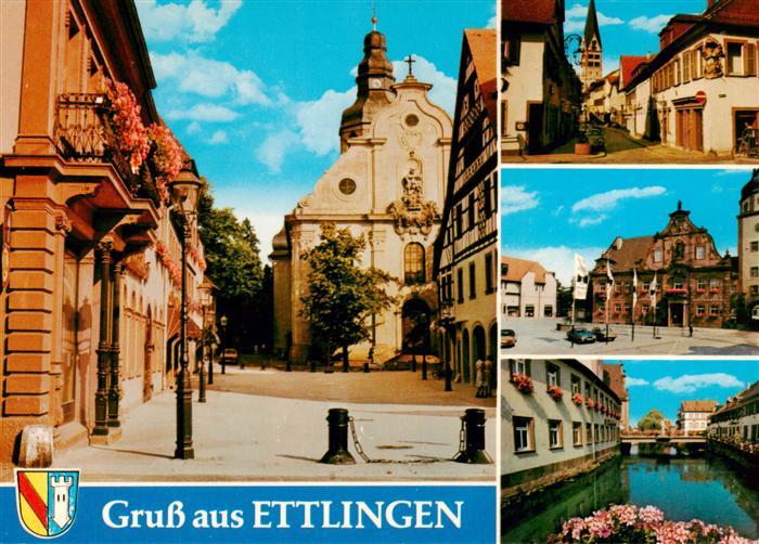 Ettlingen Teilansichten Stadtzentrum Kirche Rathaus Marktplatz Partie an der Alb