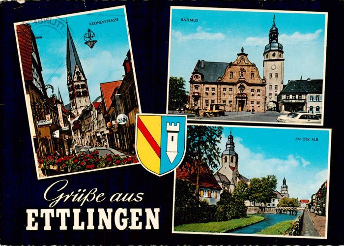 Ettlingen Kronenstrasse Rathaus Partie an der Alb