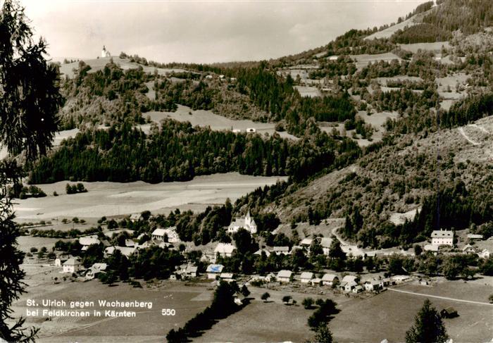 Feldkirchen Kaernten St Ulrich mit Wachenberg Fliegeraufnahme