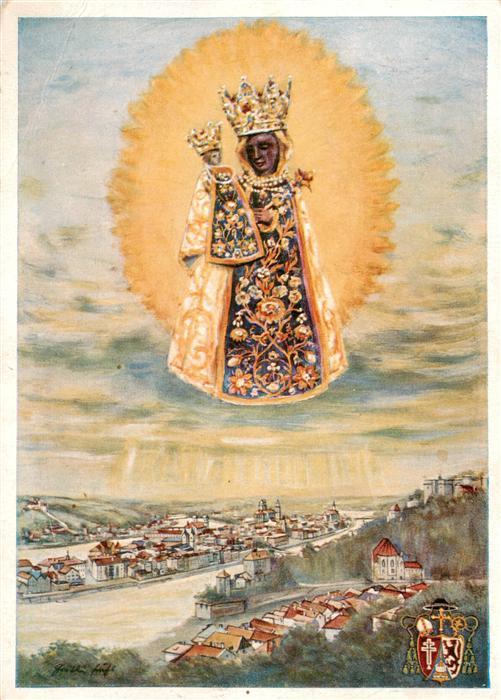 PAssAU Bayern Gnadenbild Ortspartie Kuenstlerkarte