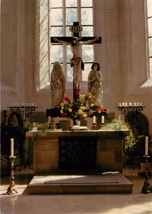 Oettingen Ev luth Kirche St Jakob Altar Kreuzigugsgruppe