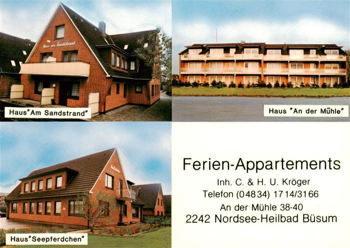 Buesum Nordseebad Ferien Appartements Haus Am Sandstrand Haus An der Muehle Haus