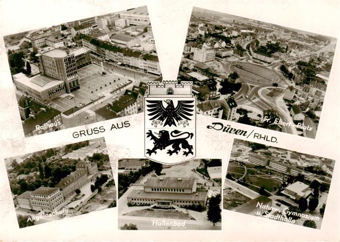 Dueren Rheinland Rathaus Fr Ebert Platz Angelaschule Hallenbad Naturwissenschafl