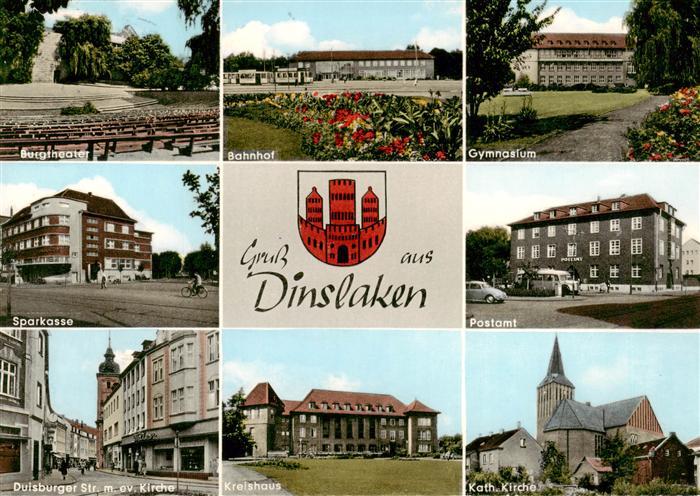 Dinslaken Burgtheater Bahnhof Gymnasium Sparkasse Postamt Duisburger Strasse mit