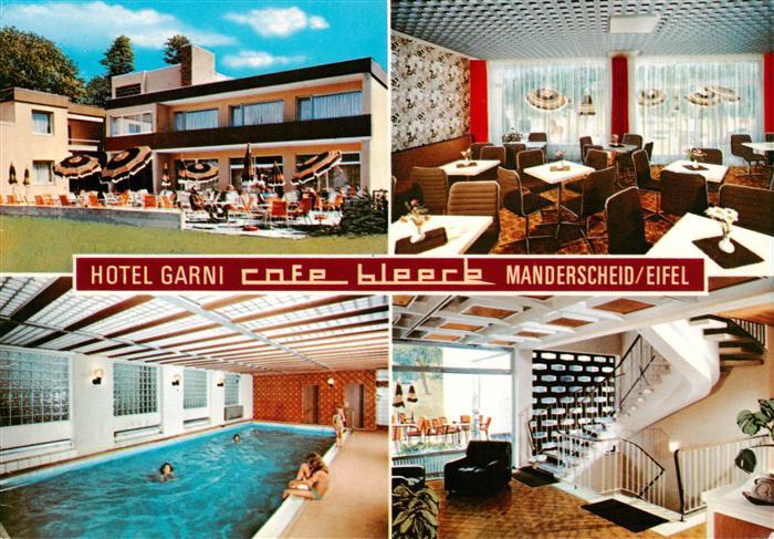 Manderscheid Eifel Hotel Garni Cafe Bleeck Gastraeume Hallenbad Treppe