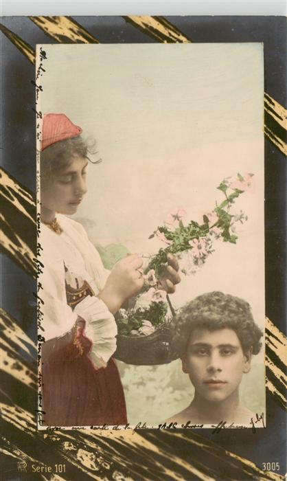 Foto RPH Nr. Nr. 3005 Serie 101 Frau Mann Bluemenkorb
