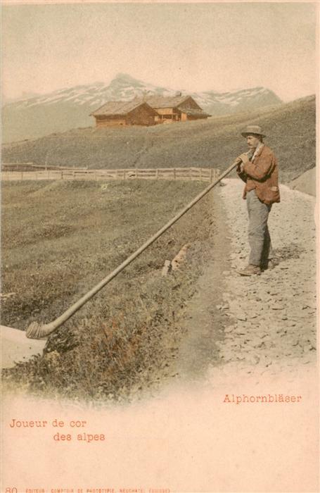 Alphorn Cor des Alpes-- Joueur de cor de8 alpes