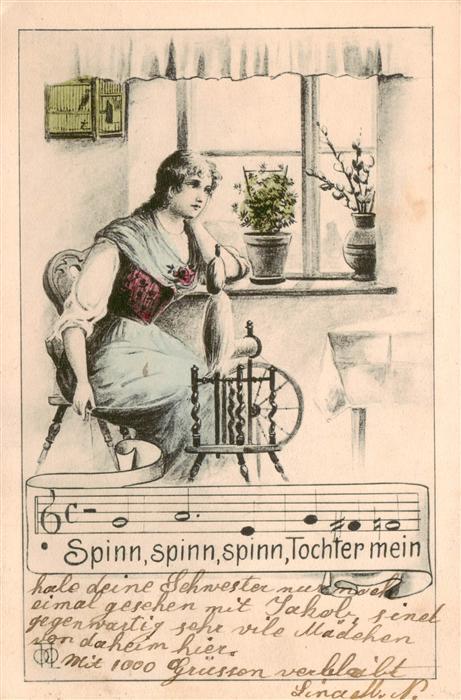 Spinnen Handwerk Spinnspinn, spinn, Tochter mein