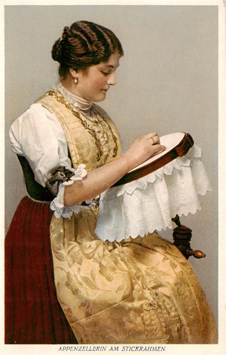 Verlag Kuenzli Zuerich Nr. Nr. 8313 Max Kuenzli Appenzellerin am Stickrahmen