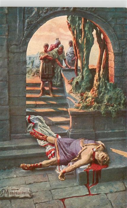 Mastroianni Kuenstlerkarte Neros Tod QUO VADIS