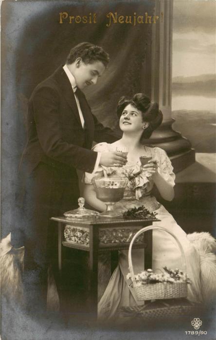 Foto RPH Nr. Nr. 1789/90 Frau Mann Prosit Neujahr