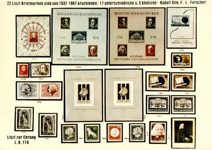 Briefmarken auf Postkarte Liszt-Briefmarken Rudolf Otte. F.-L.-Forscher L.K. 116