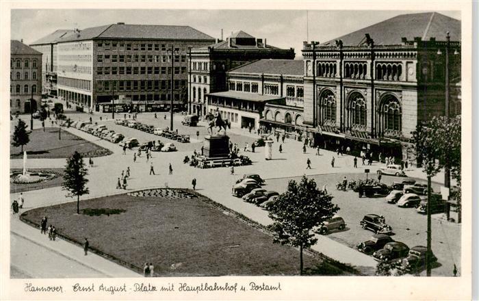 HANNOVER  CITY Ernst August Platz mit Hauptbahnhof und Postamt