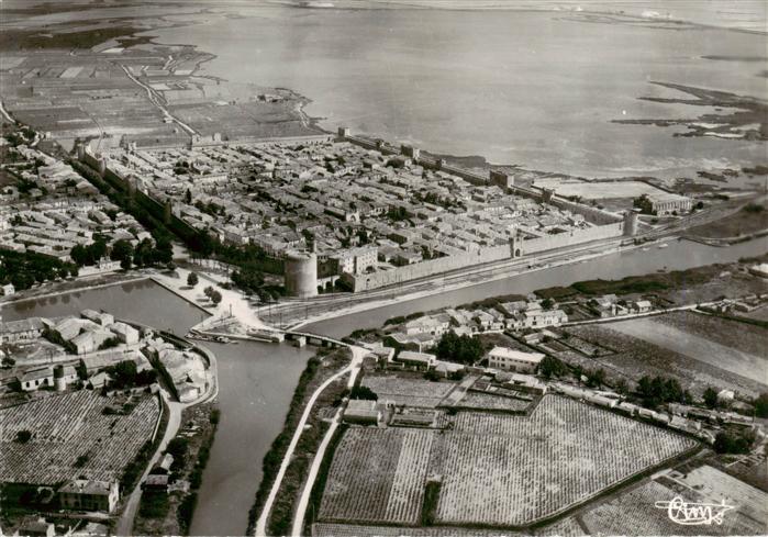 Aigues-Mortes 30 Vue generale aerienne sur la Cite ses remparts les Salines le C