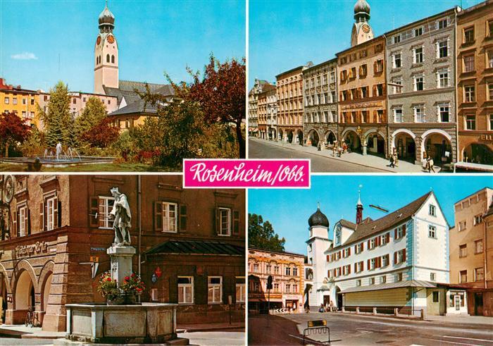 Rosenheim  Bayern Park Kirche Brunnen Ortspartie